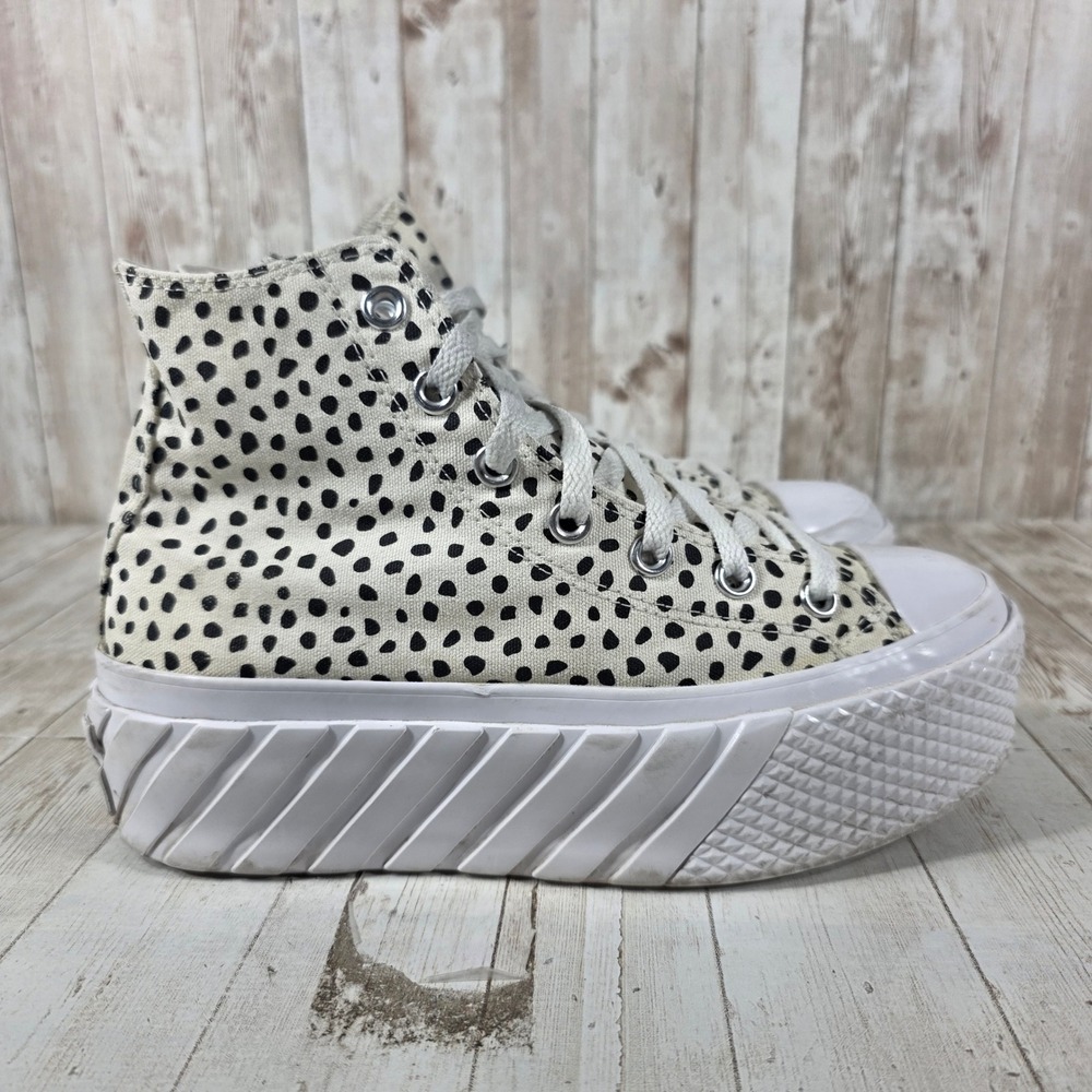 Converse Chuck Taylor All Star Move Dalmatian Polka Dot Platform Shoes 7.5